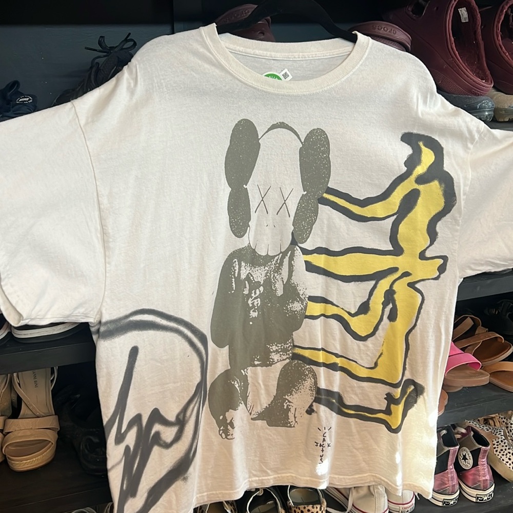 Travis Scott cactus jack +jaws for fragment tee aged yellow